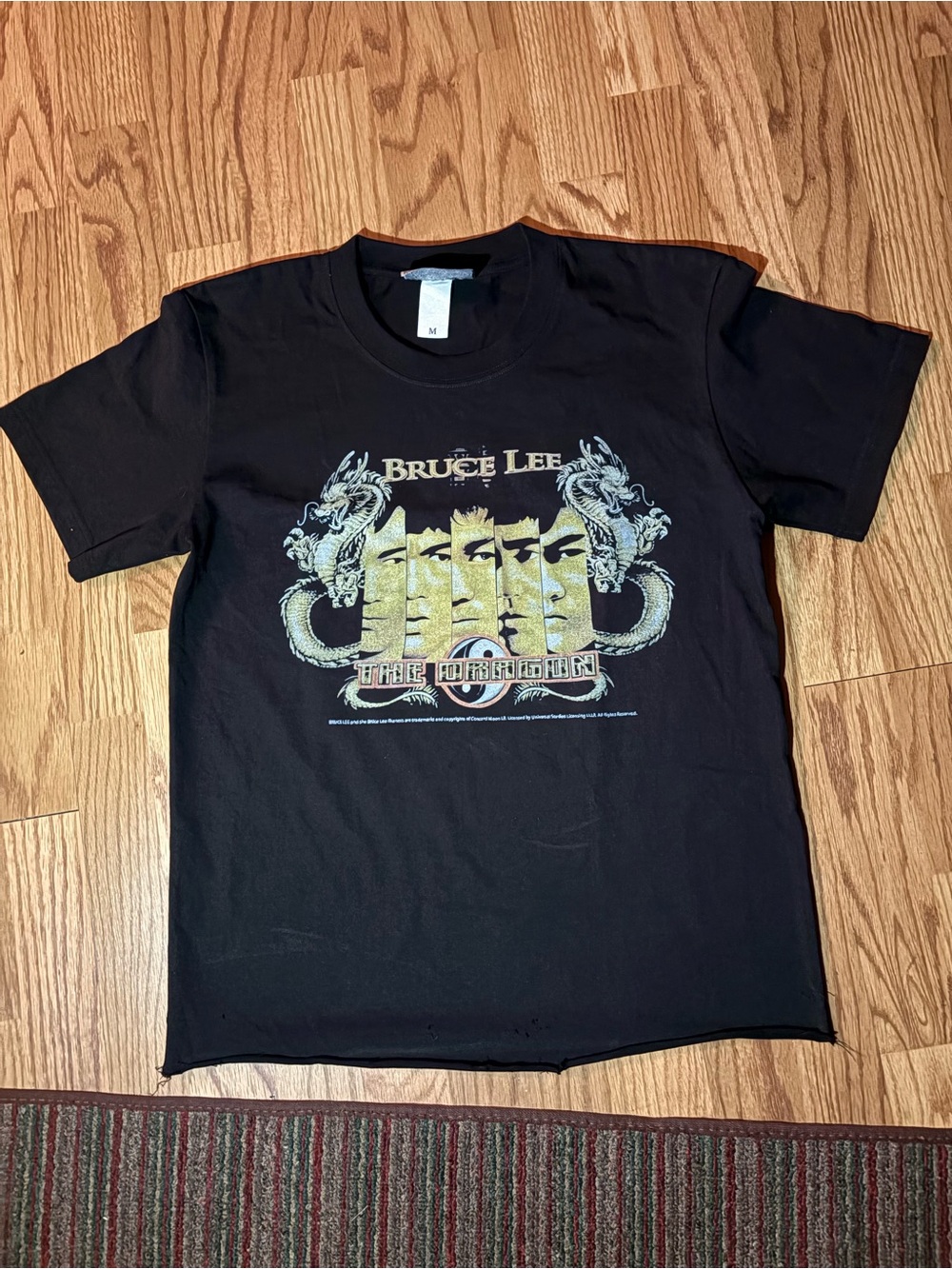 Bruce Lee Black Graphic Tee with Gold Print